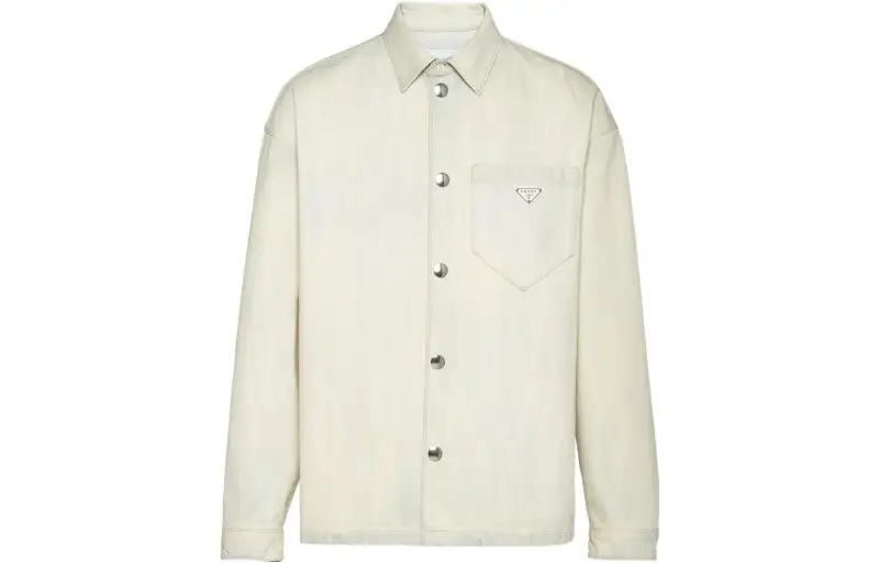 PRADA Shirts Men's Ecru Lapel Moderate