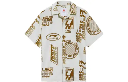 Li Ning, trend beige shirt, print
