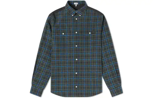 LOEWE Shirts Men's Navy Blue Lapel Moderate Other