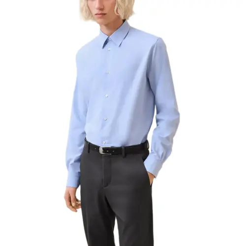 HERMES Shirts Men's Light Blue Pointed Collar Moderate