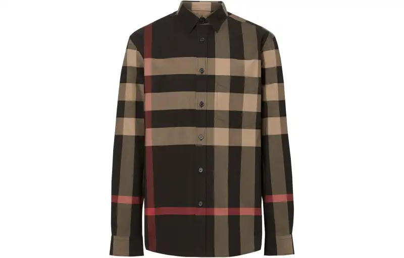 Burberry Shirts Men's Black Lapel Moderate