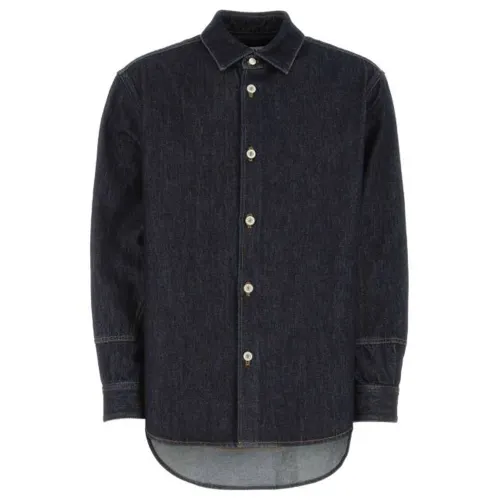 LOEWE Shirts Men's Blue Lapel Moderate Other