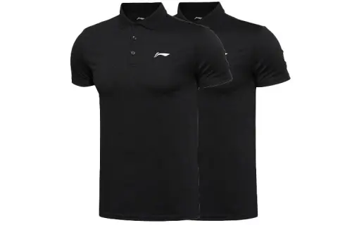 Li Ning Polo Shirts Unisex 2 Pack Black Polo Collar Moderate Straight Fit