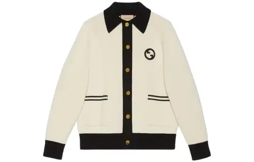 GUCCI Polo Shirts Men's White Polo Collar Moderate Straight Fit