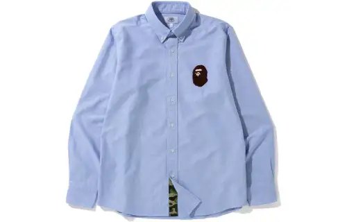 A BATHING APE Shirts Men's Blue Lapel Moderate Shirt