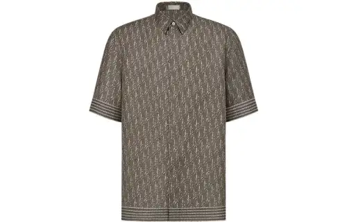 DIOR Shirts Men's Brown Lapel Moderate