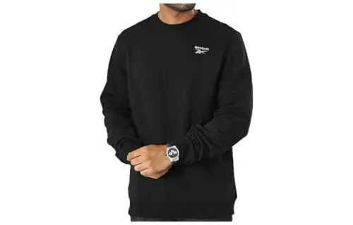 Reebok Sweatshirts Men's Black Crew Neck Moderate Regular