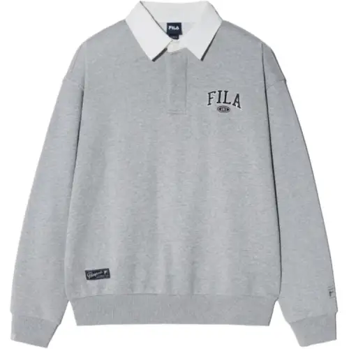 FILA Polo Shirts Unisex Gray Polo Collar Moderate