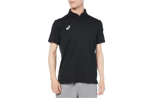 ASICS Polo Shirts Men's Black Polo Collar Moderate Straight Fit