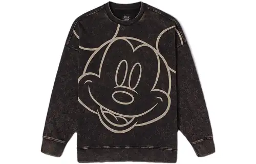 Vans X Disney Sweatshirts Unisex Black Crew Neck Moderate Regular