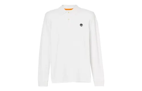 Timberland Polo Shirts Men's White Polo Collar Moderate Straight Fit