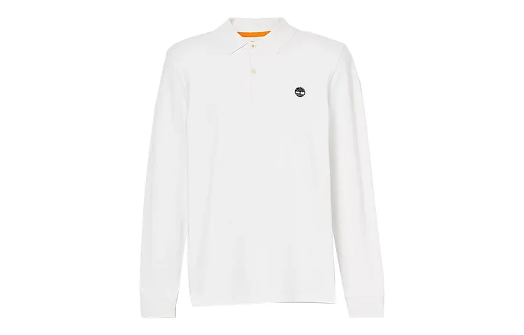 Timberland Polo Shirts Men's White Polo Collar Moderate Straight Fit