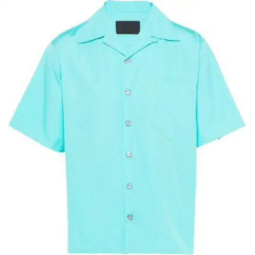 PRADA Shirts Men's Jade Emerald Lapel Moderate Other