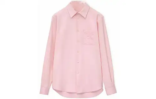LOEWE SS23 Shirts Men's Light Pink Lapel Moderate Other