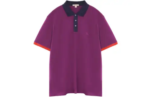 Burberry Polo Shirts Men's Purple Polo Collar Moderate Straight Fit