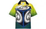PRADA Shirts Unisex Peacock Blue Lapel Moderate