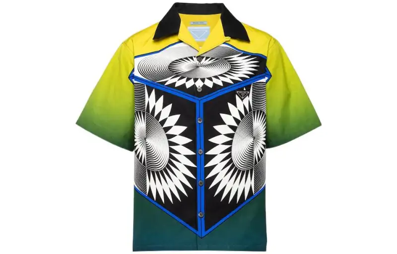 PRADA Shirts Unisex Peacock Blue Lapel Moderate