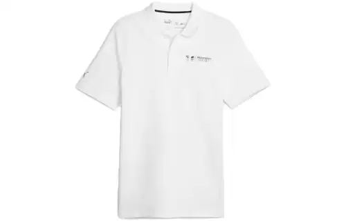 PUMA Polo Shirts Men's White Polo Collar Moderate Straight Fit