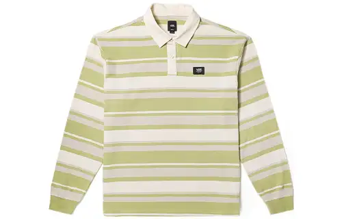 Vans Polo Shirts Unisex Light Green Stripes Polo Collar Moderate Straight Fit