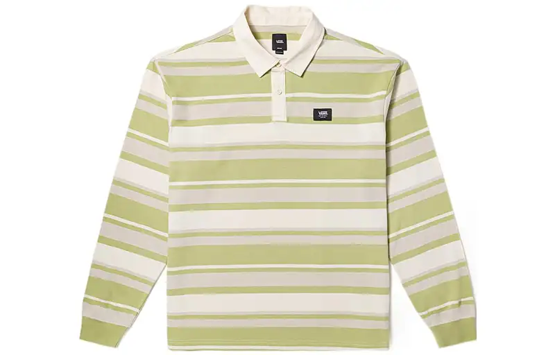 Vans Polo Shirts Unisex Light Green Stripes Polo Collar Moderate Straight Fit