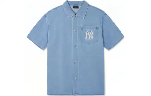 MLB Denim blue shirt, logo embroidery service