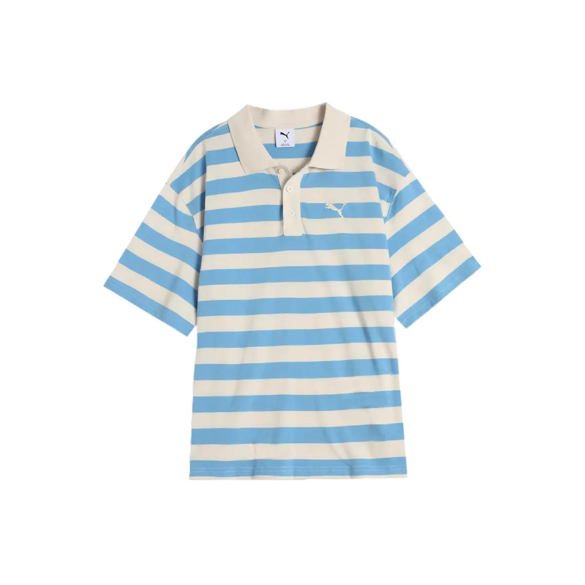 PUMA Striped SS25 WARDROBE ESS Polo Shirt Unisex Light Blue