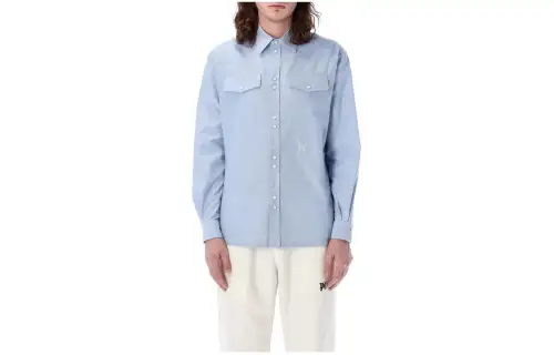 Palm Angels monogram-embroidered cotton shirt
