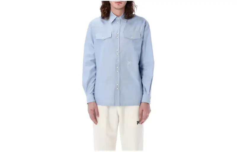 Palm Angels monogram-embroidered cotton shirt