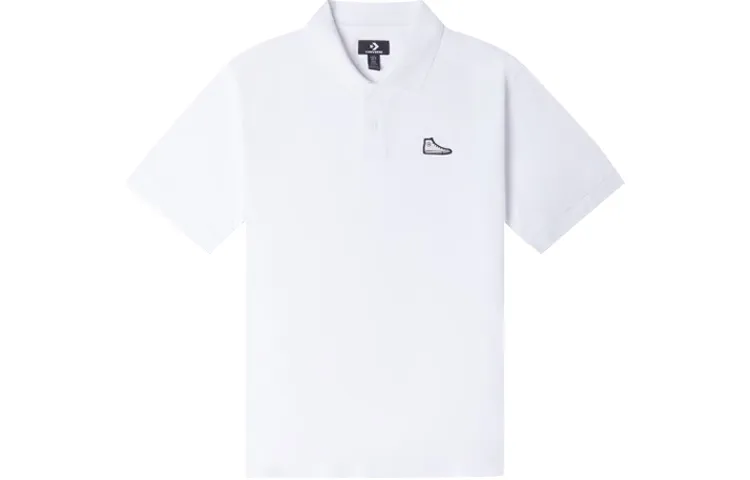 Converse Polo Shirts Men's White Lapel Moderate Straight Fit