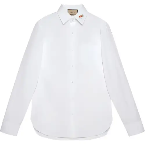 GUCCI Shirts Men's White Lapel Moderate Shirt