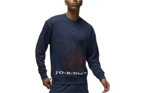 Jordan Essentials Men's Loopback Fleece Crew Sweatshirt Men's Marine Blue