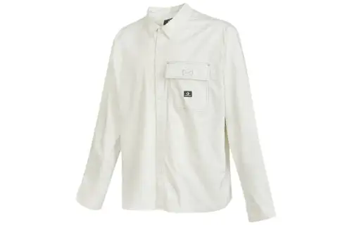 Converse WOVEN BUTTON DOWN Shirts Men's White Polo Collar Moderate Shirt