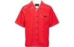 PRADA Shirts Men's Red Cuban Collar Moderate