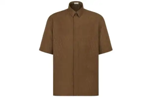 DIOR Quarterly New Products Shirts Men's Brown Lapel Moderate Shirt