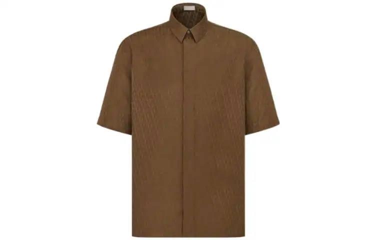 DIOR Quarterly New Products Shirts Men's Brown Lapel Moderate Shirt