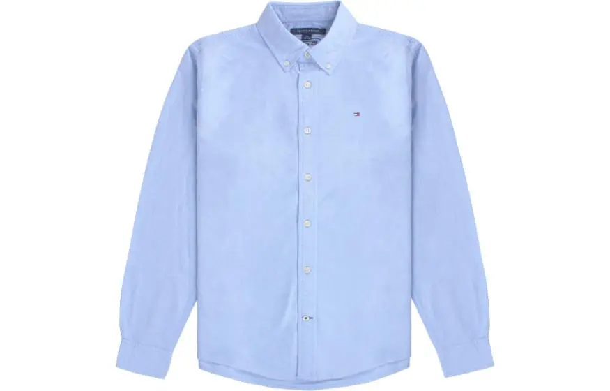 Tommy Hilfiger Shirts Men's Sky Blue Lapel Moderate Straight Fit