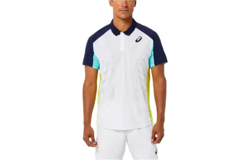 ASICS Polo Shirts Men's White Polo Collar Moderate Straight Fit