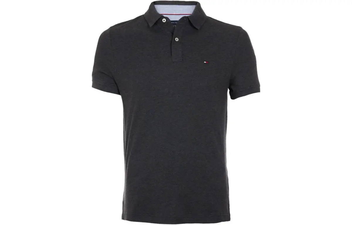 Tommy Hilfiger Polo Shirts Men's Dark Gray Polo Collar Moderate Straight Fit