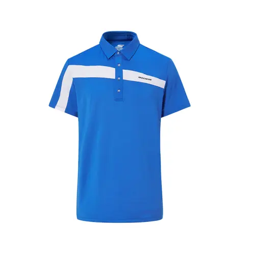 Skechers Polo Shirts Men's Turkey Sea Blue Polo Collar Moderate Straight Fit