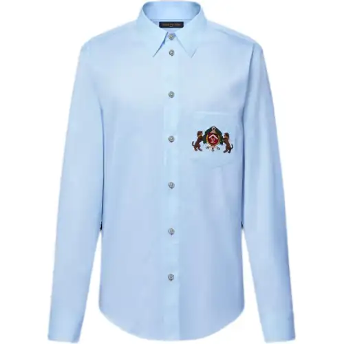 Lv Embroidered Long Sleeved Cotton Shirt