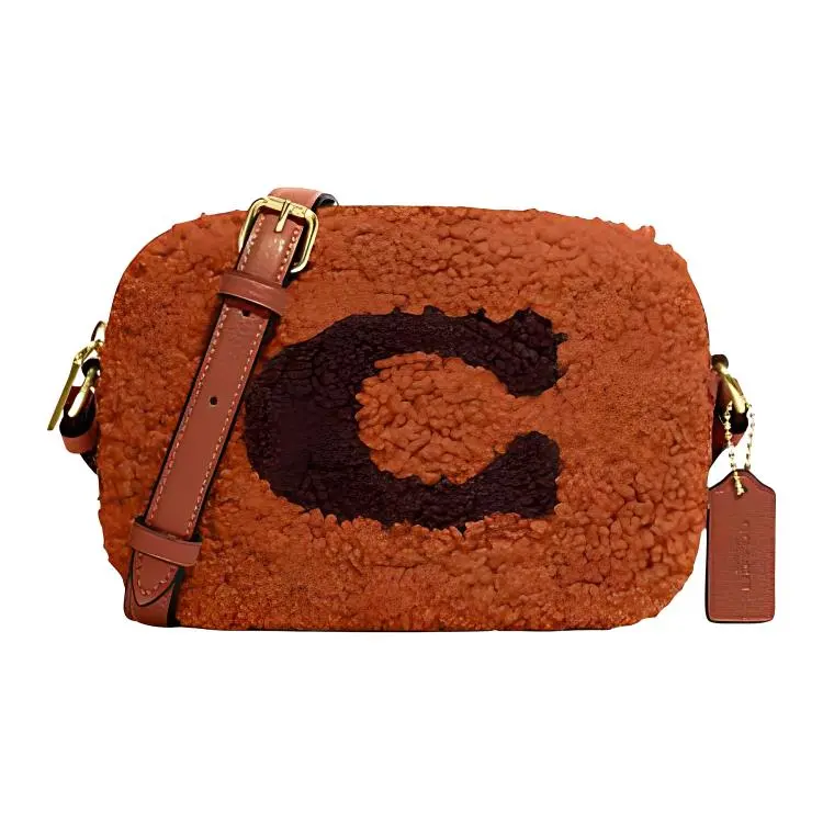 COACH Jamie Shearling With Cow Leather Plush With Lambs Wool Crossbody Bags Small Women's Brown