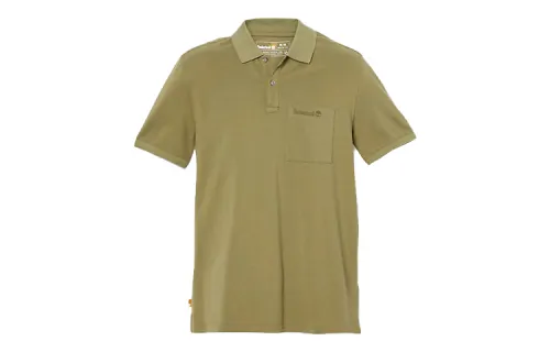 Timberland Polo Shirts Men's Green Polo Collar Moderate Straight Fit
