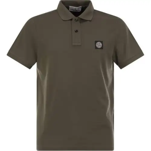 STONE ISLAND Logo Patch Short Sleeved Polo Shirt