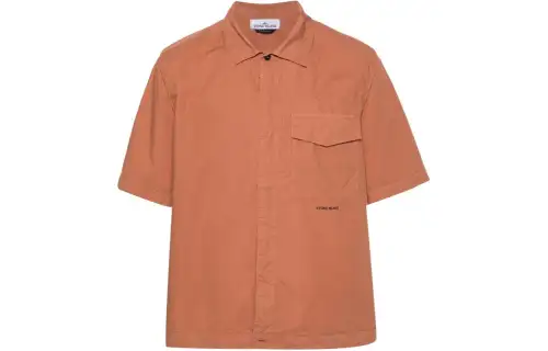 STONE ISLAND Logo print Creased Shirt