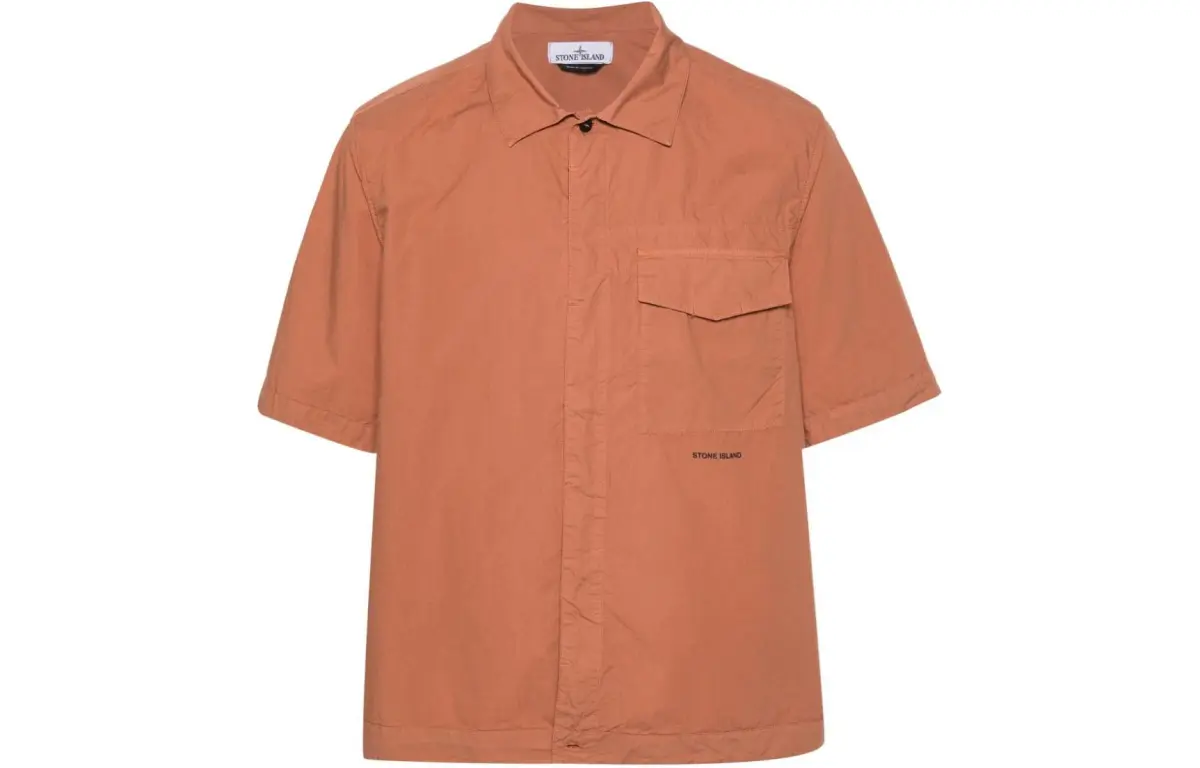 STONE ISLAND Logo print Creased Shirt