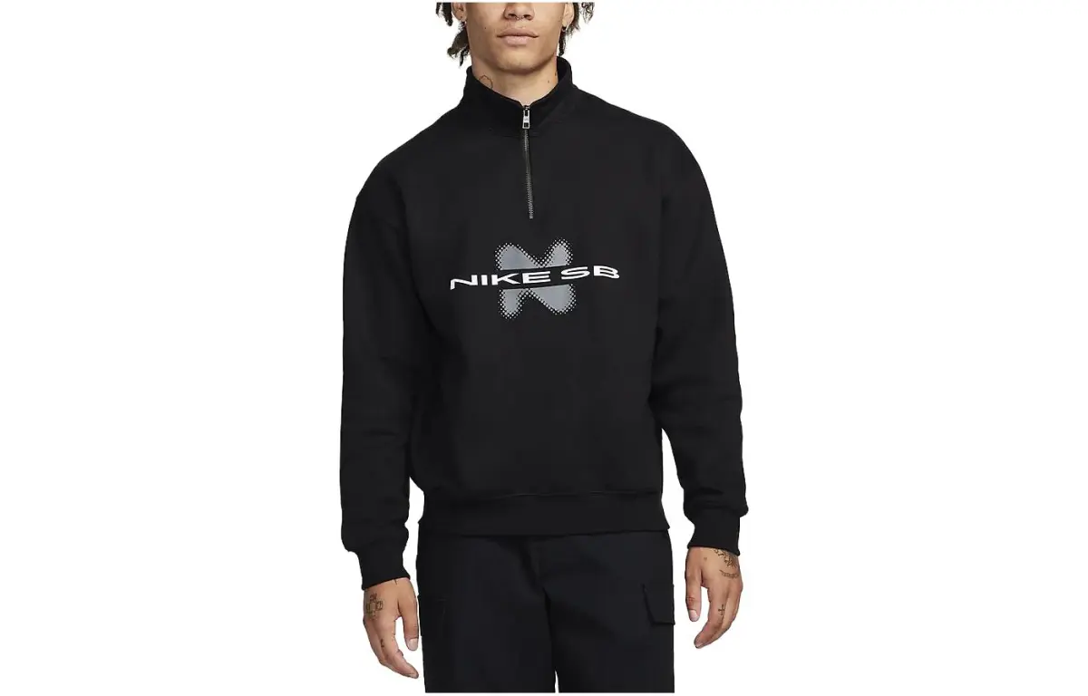 Nike Sweatshirts Unisex Black Stand Collar Moderate Regular