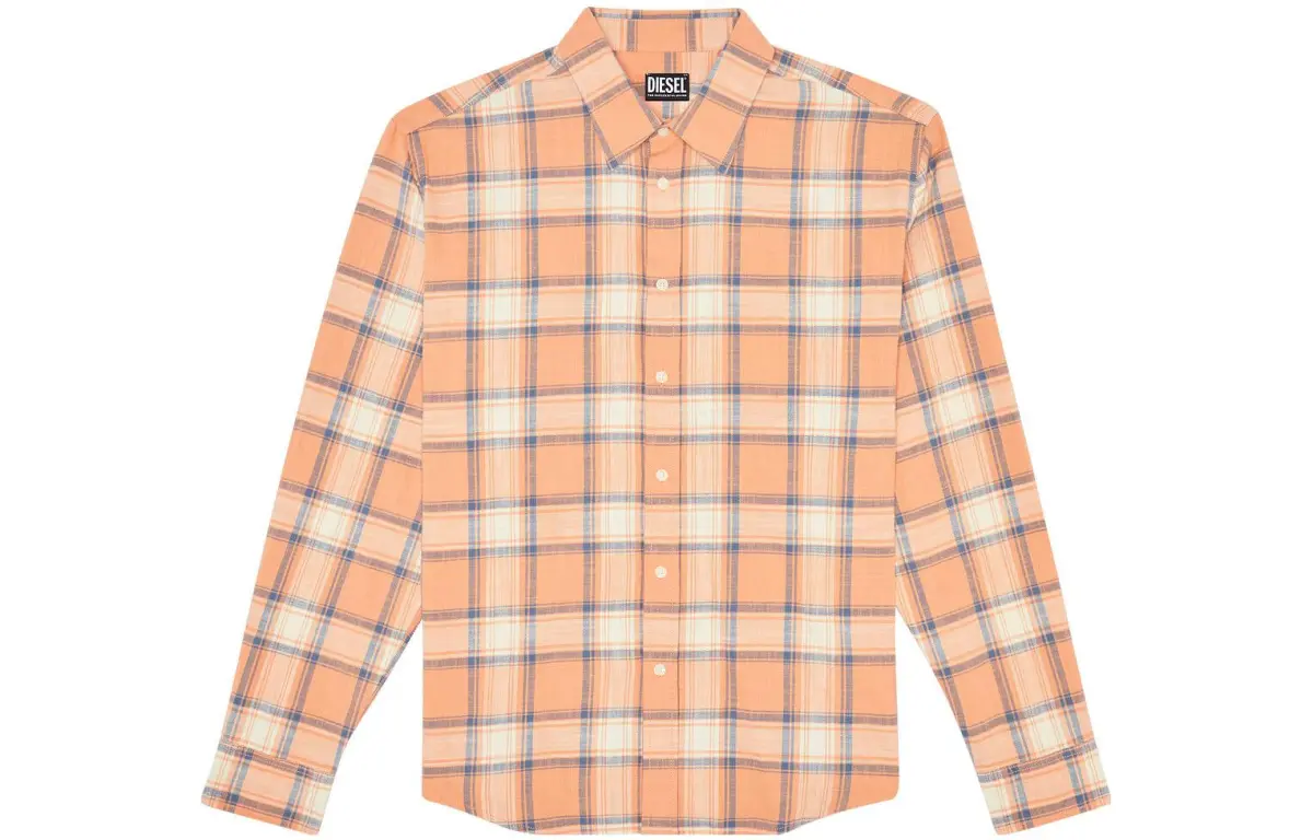 DIESEL Shirts Men's Orange Lapel Moderate Other