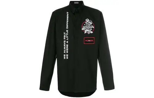 DIOR Shirts Men's Black Lapel Moderate Other