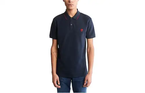 Timberland Polo Shirts Men's Navy Blue Polo Collar Moderate Straight Fit