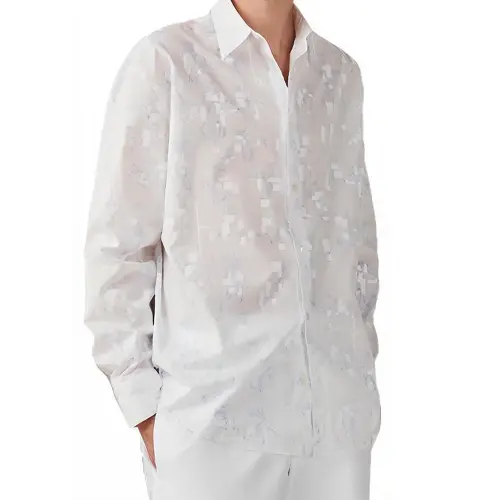 HERMES Shirts Men's White Lapel Moderate Other